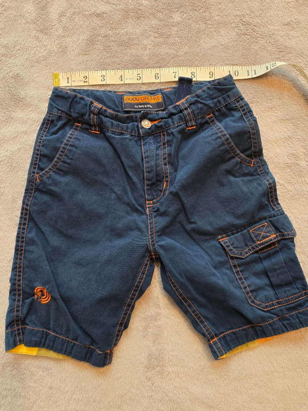 Pudu Lifestyle Boys Navy Blue Cargo Shorts – Size 7-8 Years (100% Cotton)